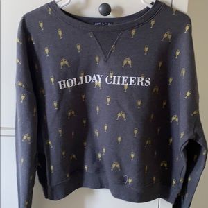 NWT Holiday Cheers Gray Crop Sweatshirt